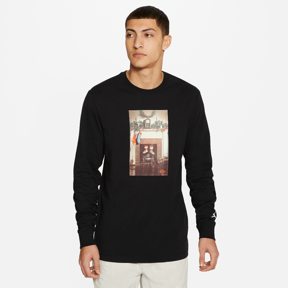 T-shirt à manches longues Jordan Jumpman Chimney pour Homme Noir/Blanc