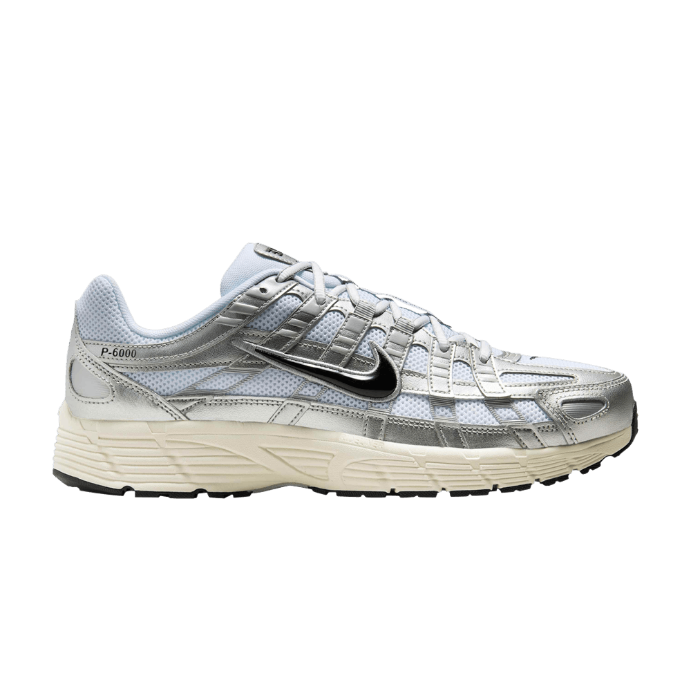 Nike P-6000 Blanc Argent Métallisé Argent Platine Noir