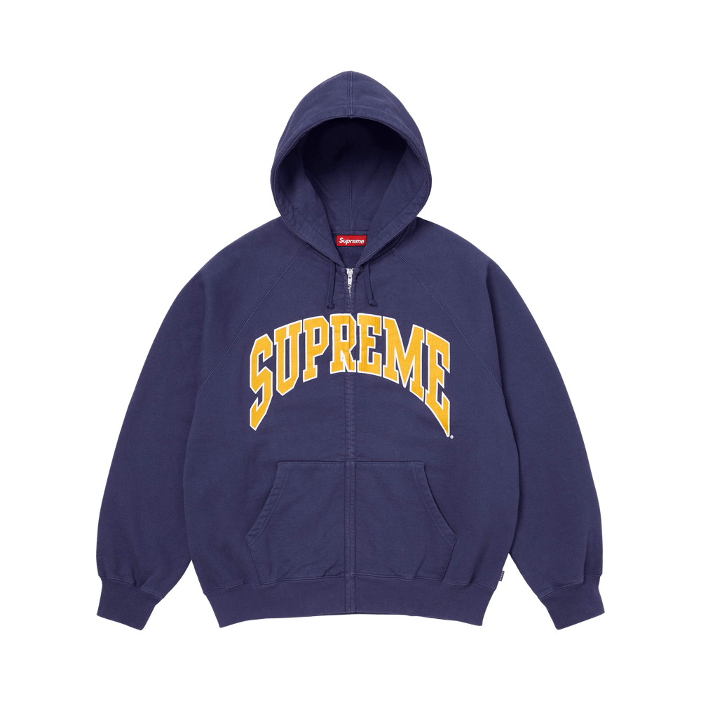 Supreme Cracked Raglan Zip Up Hooded Sweatshirt « Washed Navy »