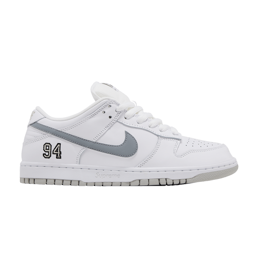 Nike SB Dunk Low Supreme 94 Blanc Argent Métallisé