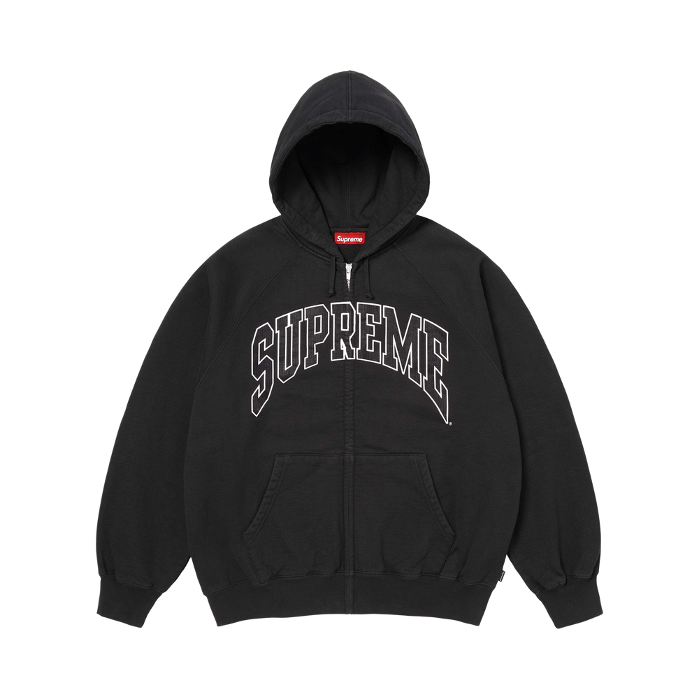 Supreme Cracked Raglan Zip Up Hooded Sweatshirt 'Black'